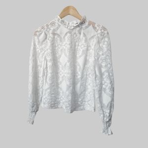 Primark Lace High Neck Long Sleeve Blouse